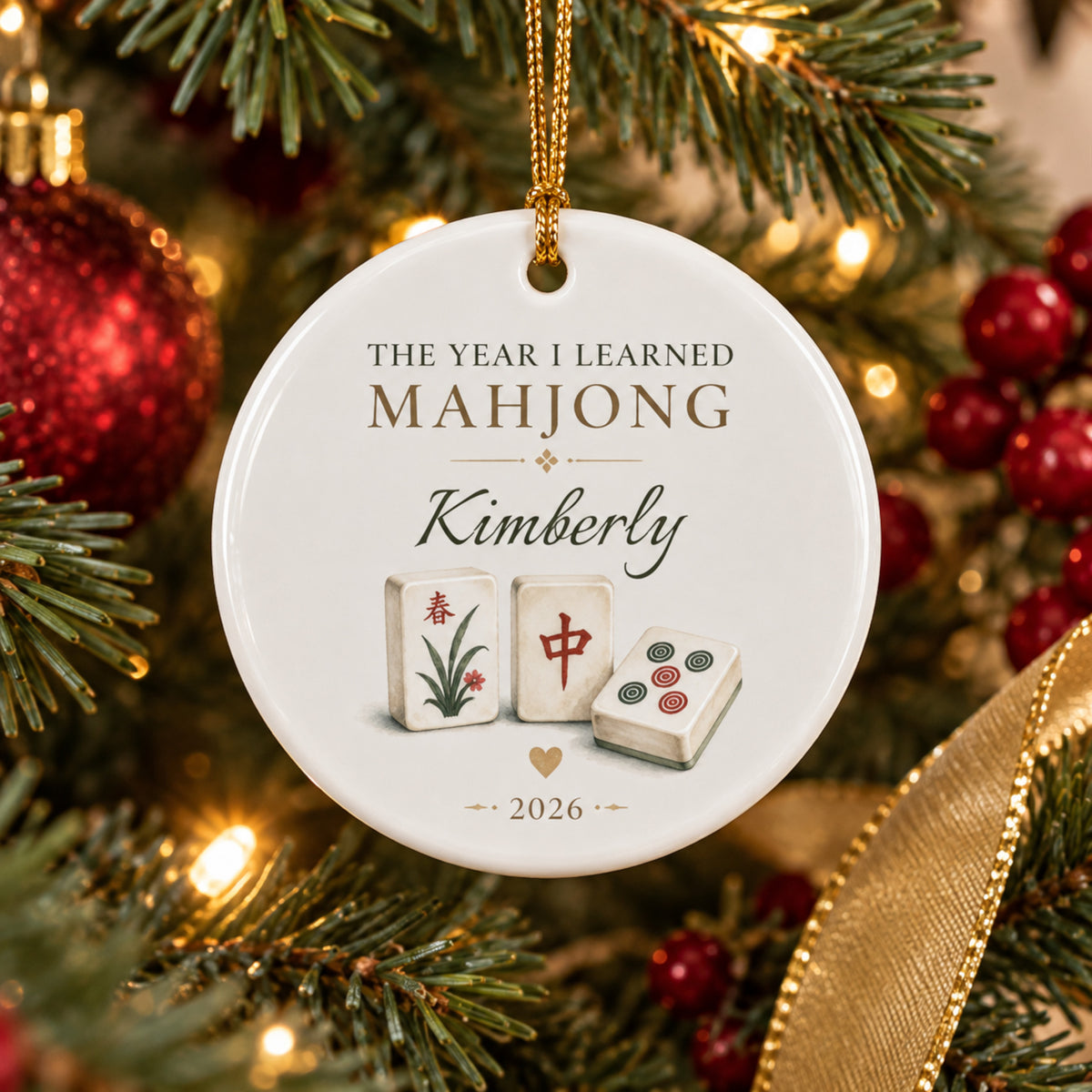 Personalized Mahjong Player Ornament