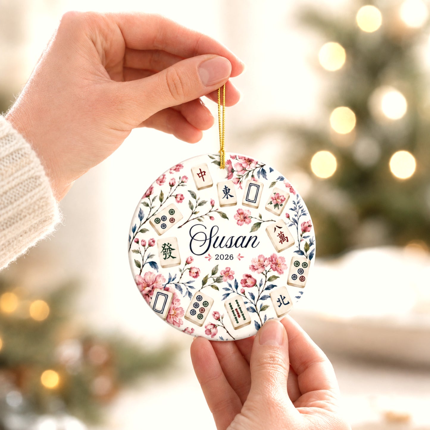 Personalized Mahjong Ceramic Ornament