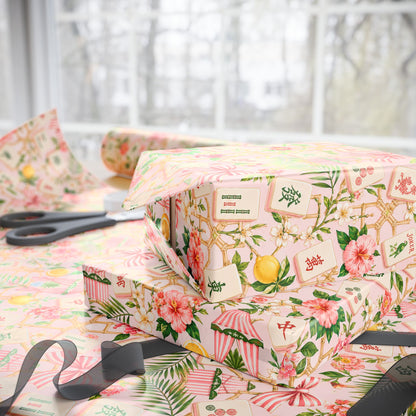 Pink Mahjong Wrapping Paper
