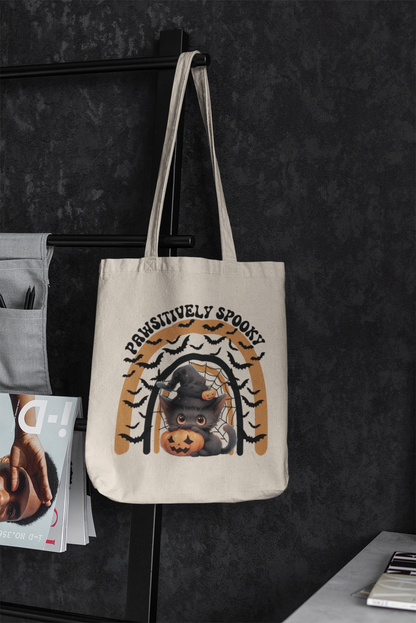 Halloween Cat Tote Bag, Funny Halloween Canvas Tote Bag Halloween Black Cat Pumpkin Tote Bag Trick or Treat Halloween Goodie Bag