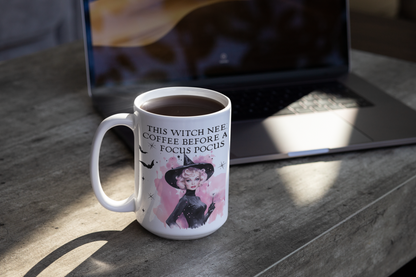 This Witch Needs Coffee Before Any Focus Pocus Funny Retro Coffee Mug