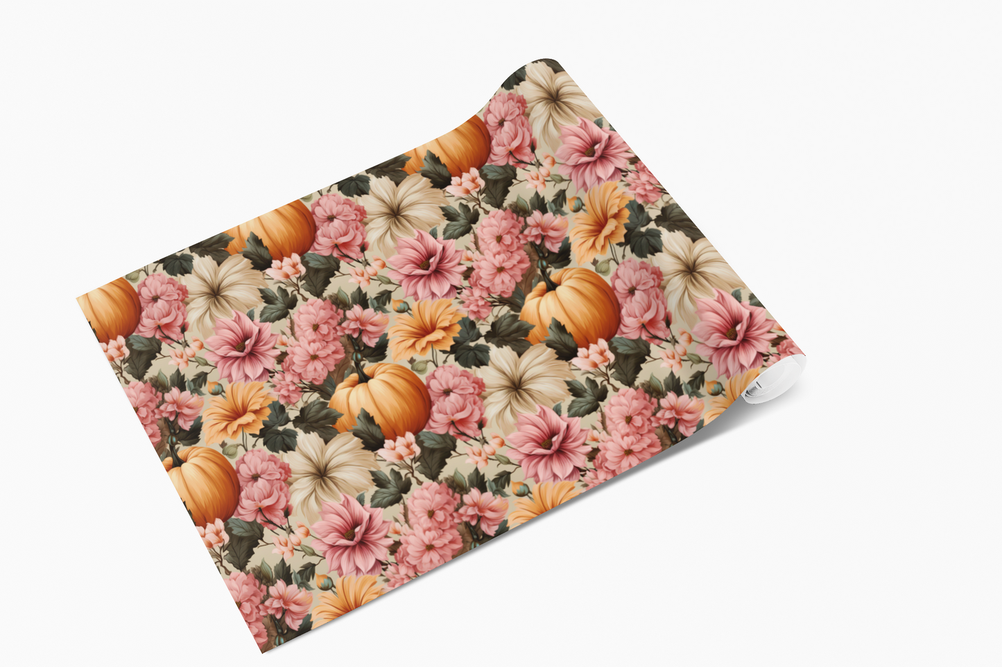 Fall Floral Wrapping Paper Roll Holiday Wrapping Paper Pumpkin Wrapping Paper 6 Foot Roll Gift Wrapping Paper Autumn Wrapping Paper