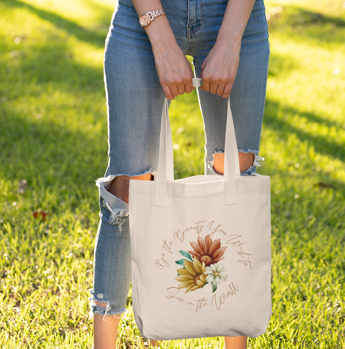 Floral Tote Bag for Her Reusable Grocery Bag Book Tote Bag Flower Tote Bag Cute Canvas Tote Bag Everyday Bag Inspirational Summer Tote Bag