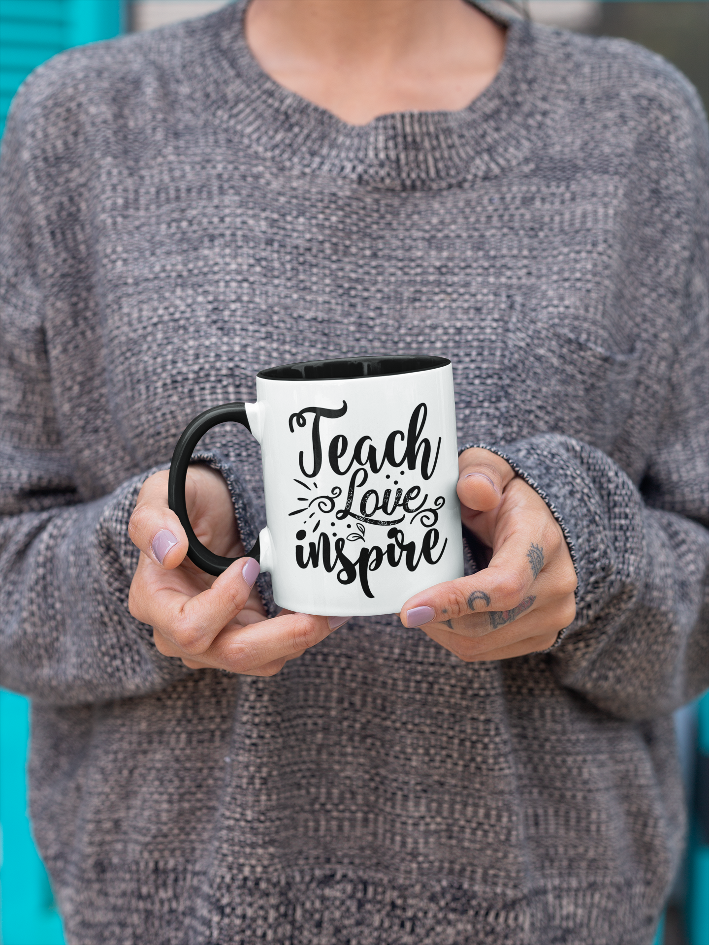 Teach Love Inspire 11 oz Ceramic Accent Coffee Mug Gift For Teacher Back To School Mug Teaching Grad Present Educator Appreciation Gift Cup