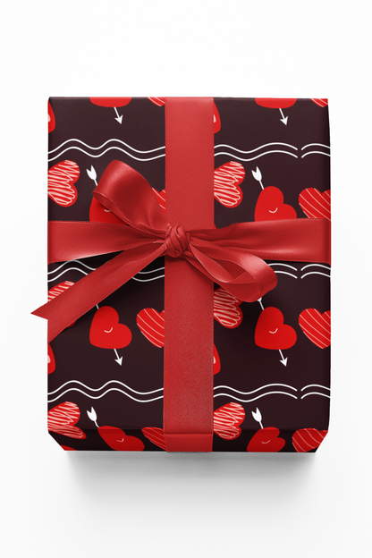 Red Hearts Valentines Day Wrapping Paper