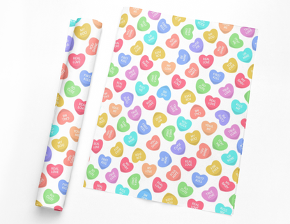 Retro Hearts Valentines Day Wrapping Paper