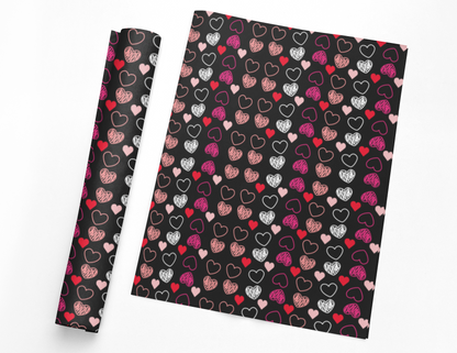 Red and Pink Hearts Valentines Day Wrapping Paper