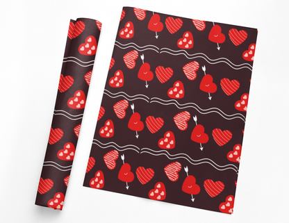 Red Hearts Valentines Day Wrapping Paper