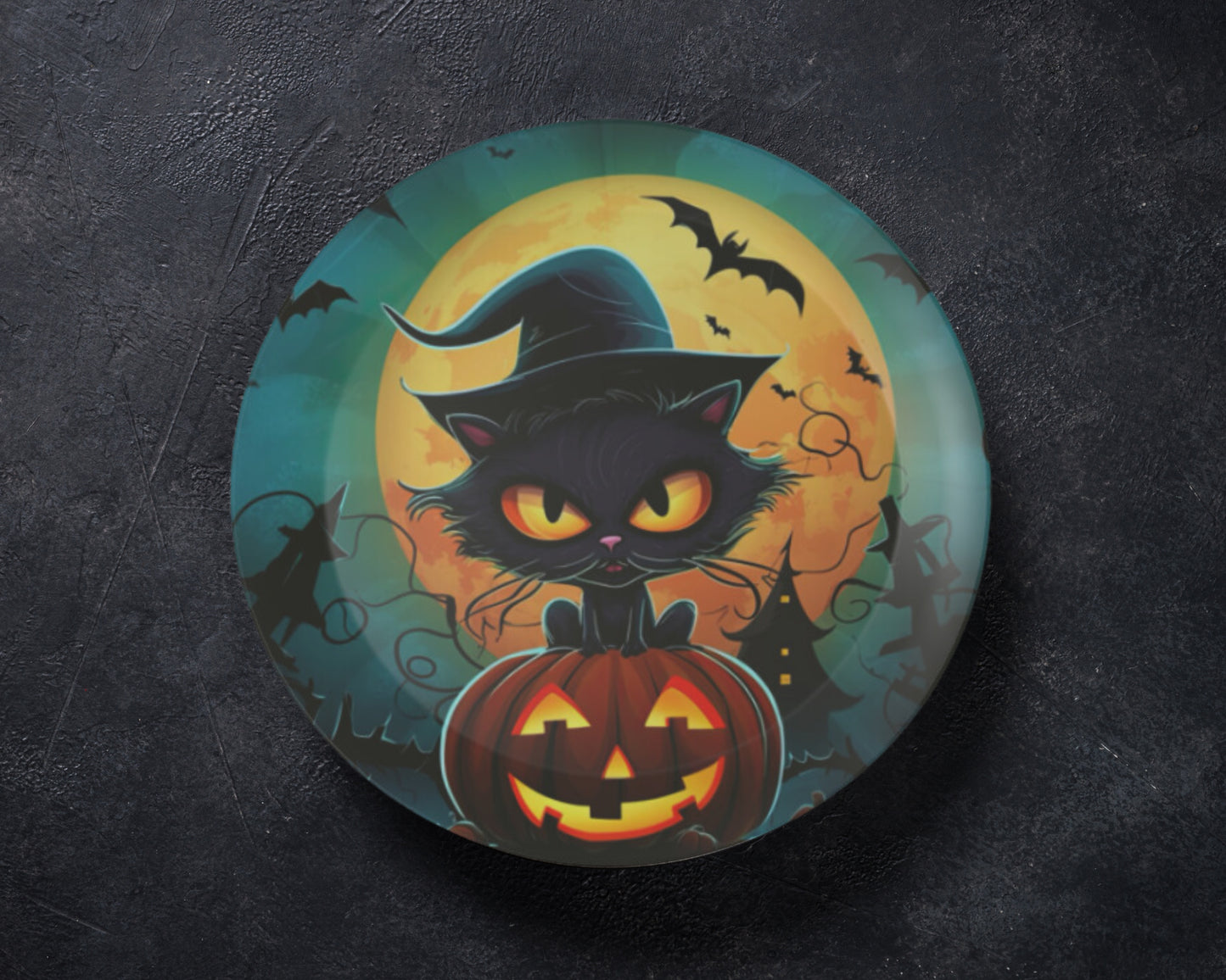 ThermoSaf Polymer Halloween Party Plates Black Cat Halloween Plates