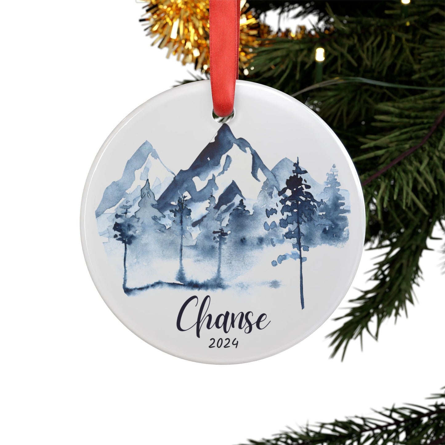 Personalized Mountain Christmas Ornament