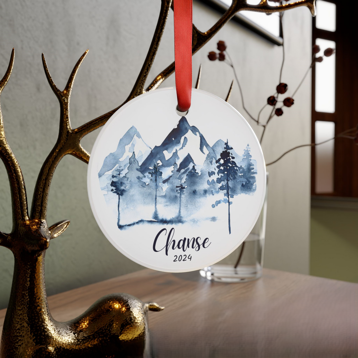 Personalized Mountain Christmas Ornament