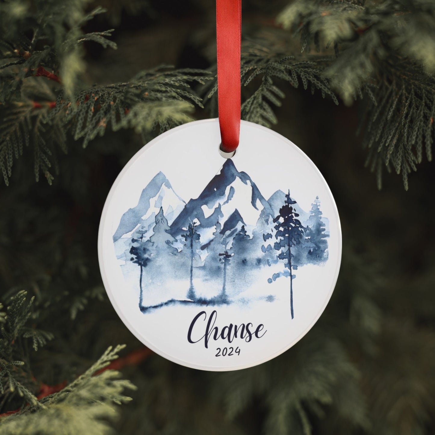 Personalized Mountain Christmas Ornament