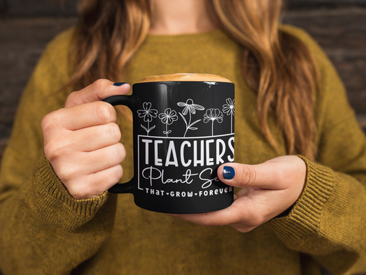 11oz Black Mug Gift For Teachers New Teacher Present Elementary School Teacher Coffee Cup New Teacher Mug Inspiring Flower Mug For Educators