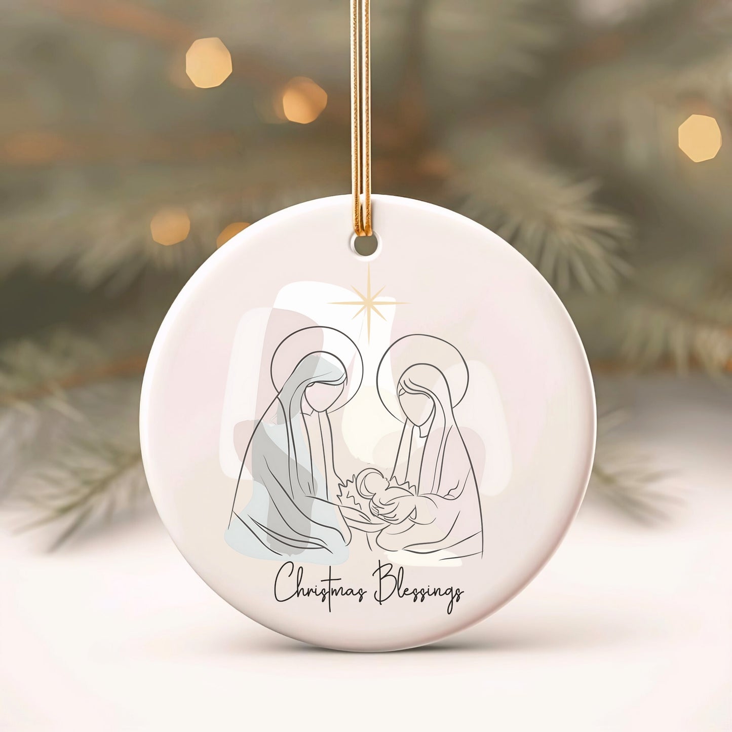 Personalized Nativity Christmas Ornament Minimalist Ornament