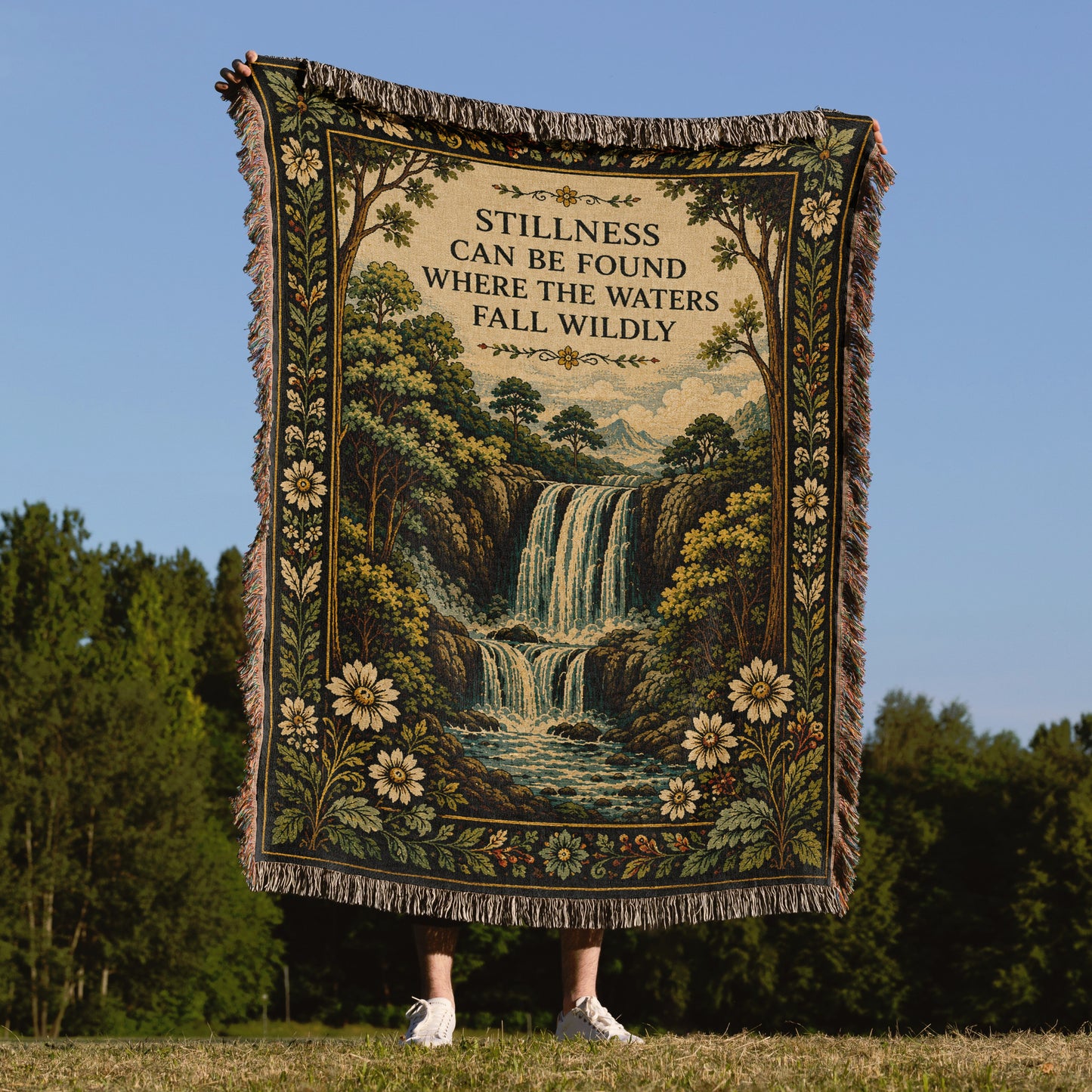 Waterfall Throw Blanket Woven Tapestry