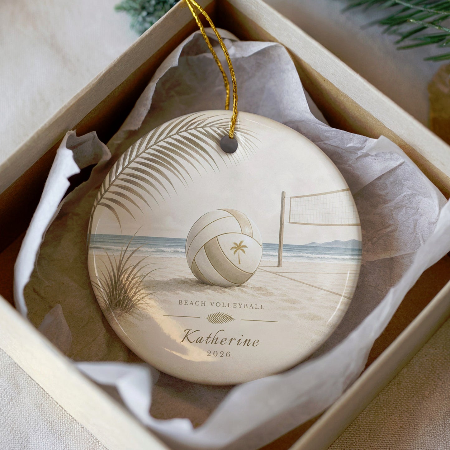 Personalized Beach Volleyball Ornament