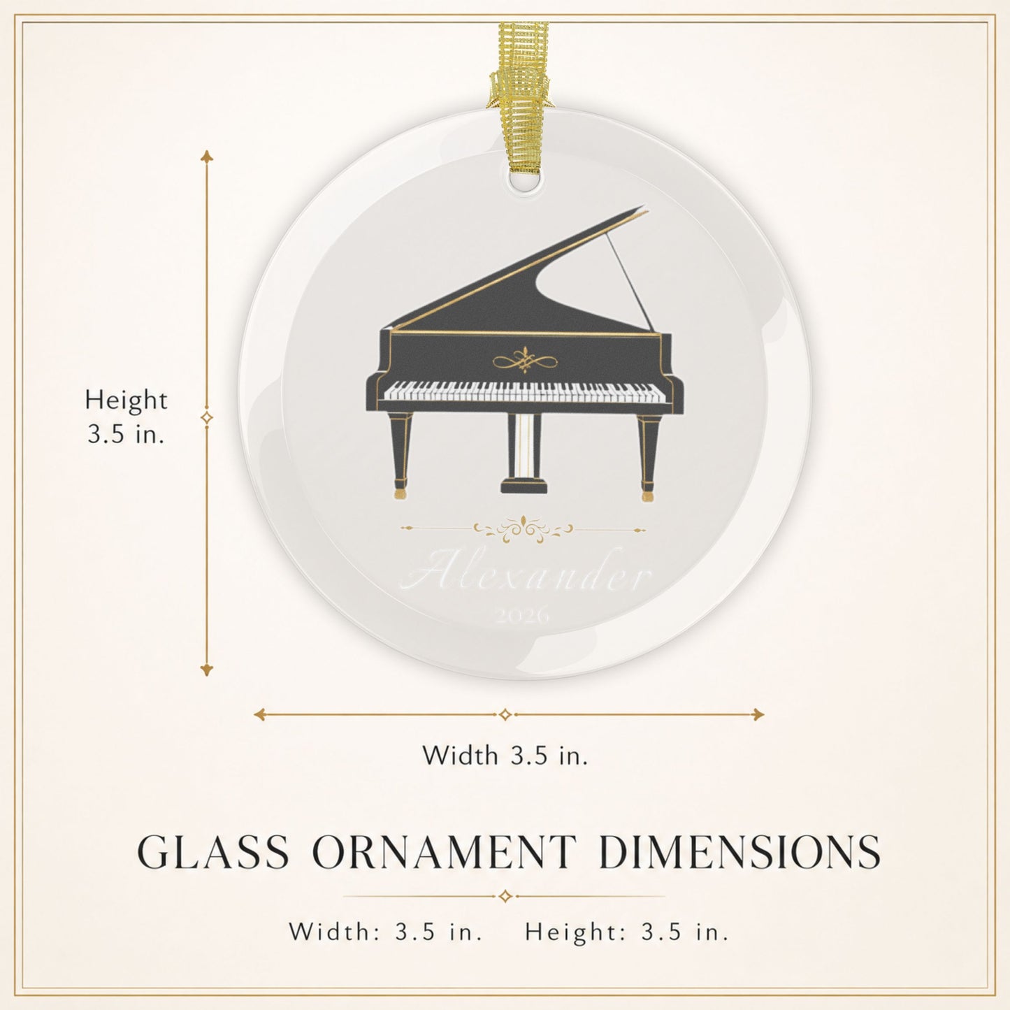 Personalized Glass Piano Ornament