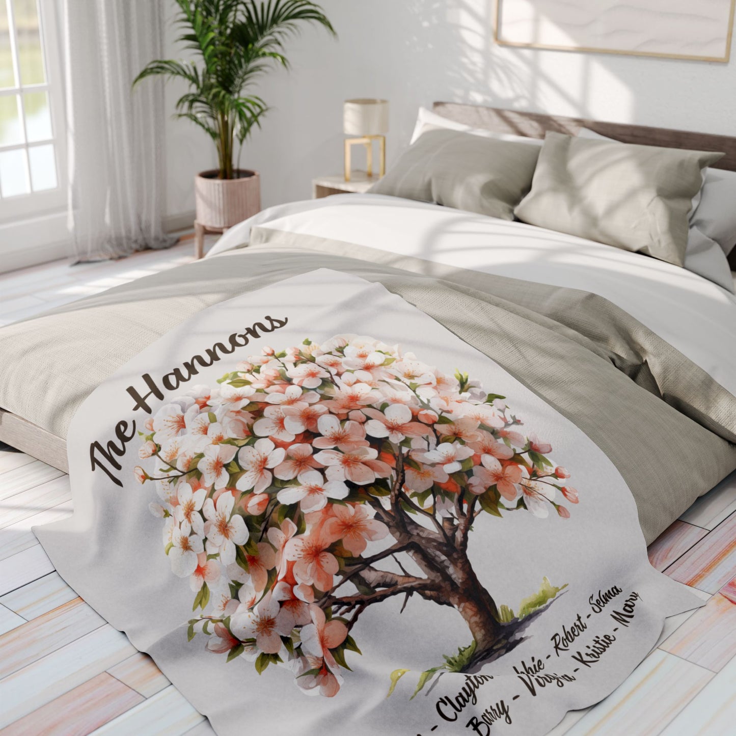 Floral Family Tree Blanket Personalized Family Keepsake