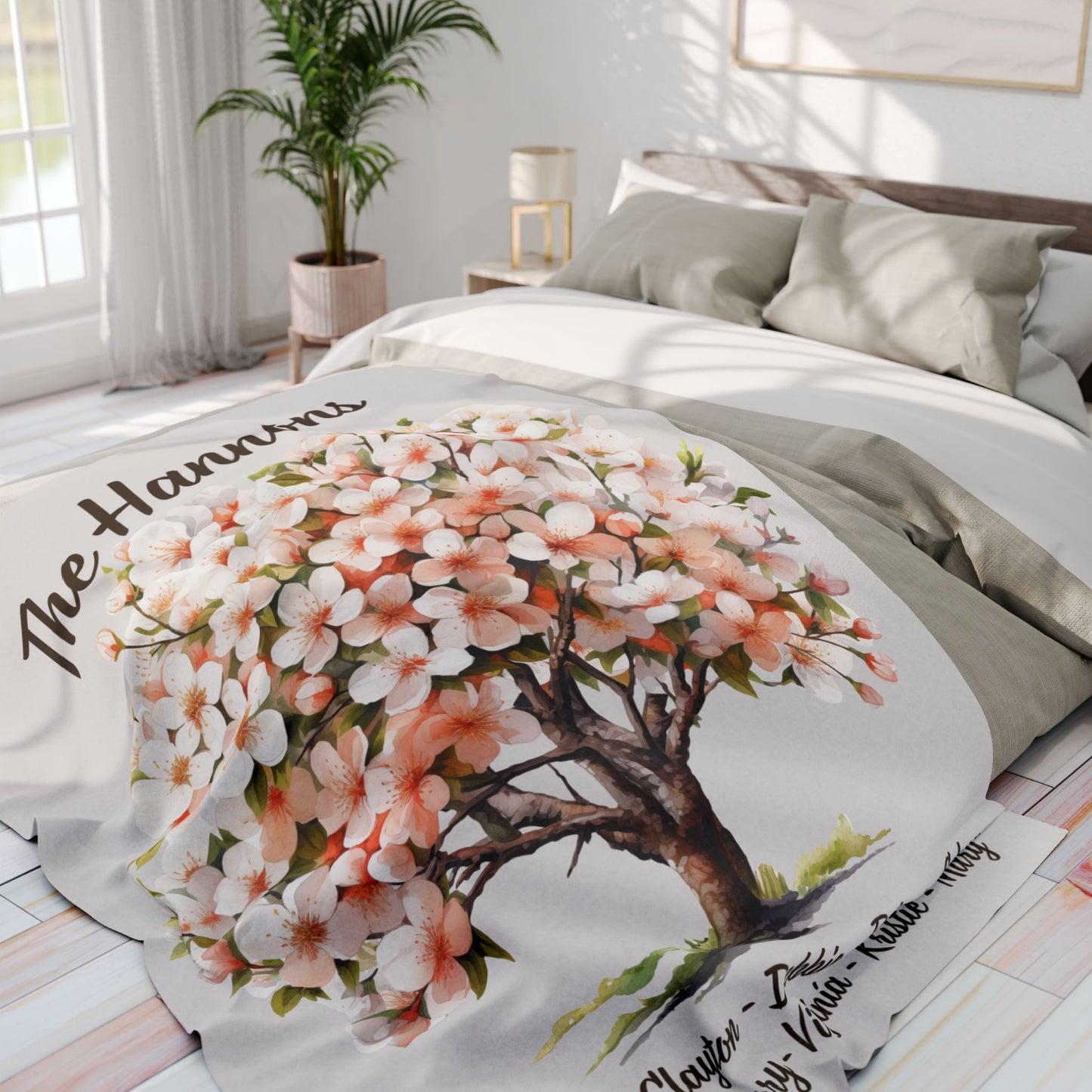 Floral Family Tree Blanket Personalized Family Keepsake