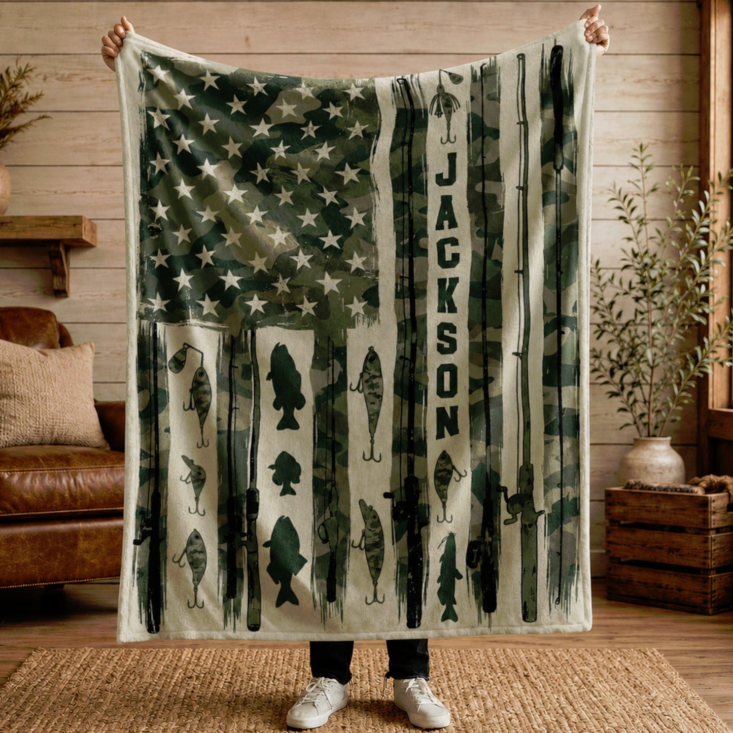 Personalized Camo Fishing Blanket