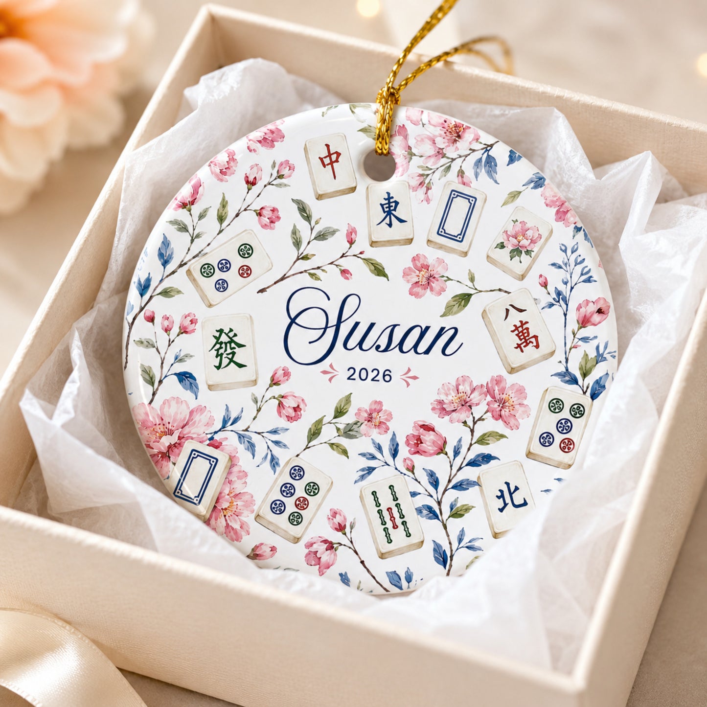Personalized Mahjong Ceramic Ornament