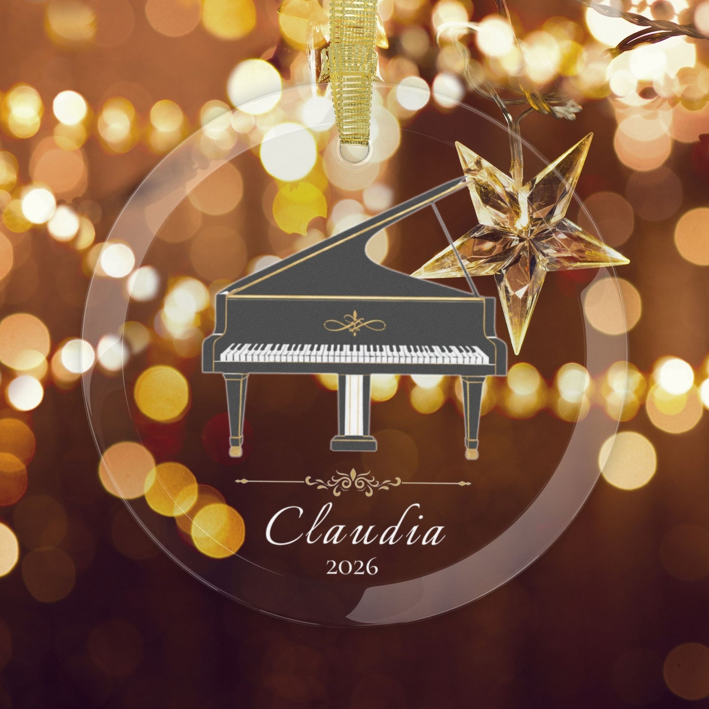 Personalized Glass Piano Ornament