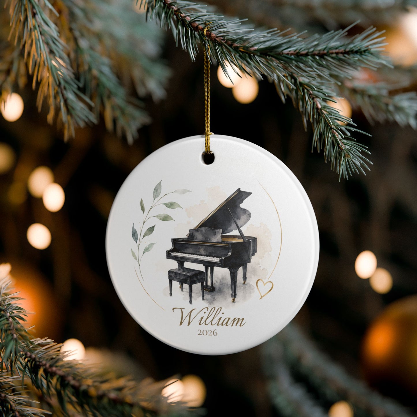 Personalized Ceramic Piano Ornament