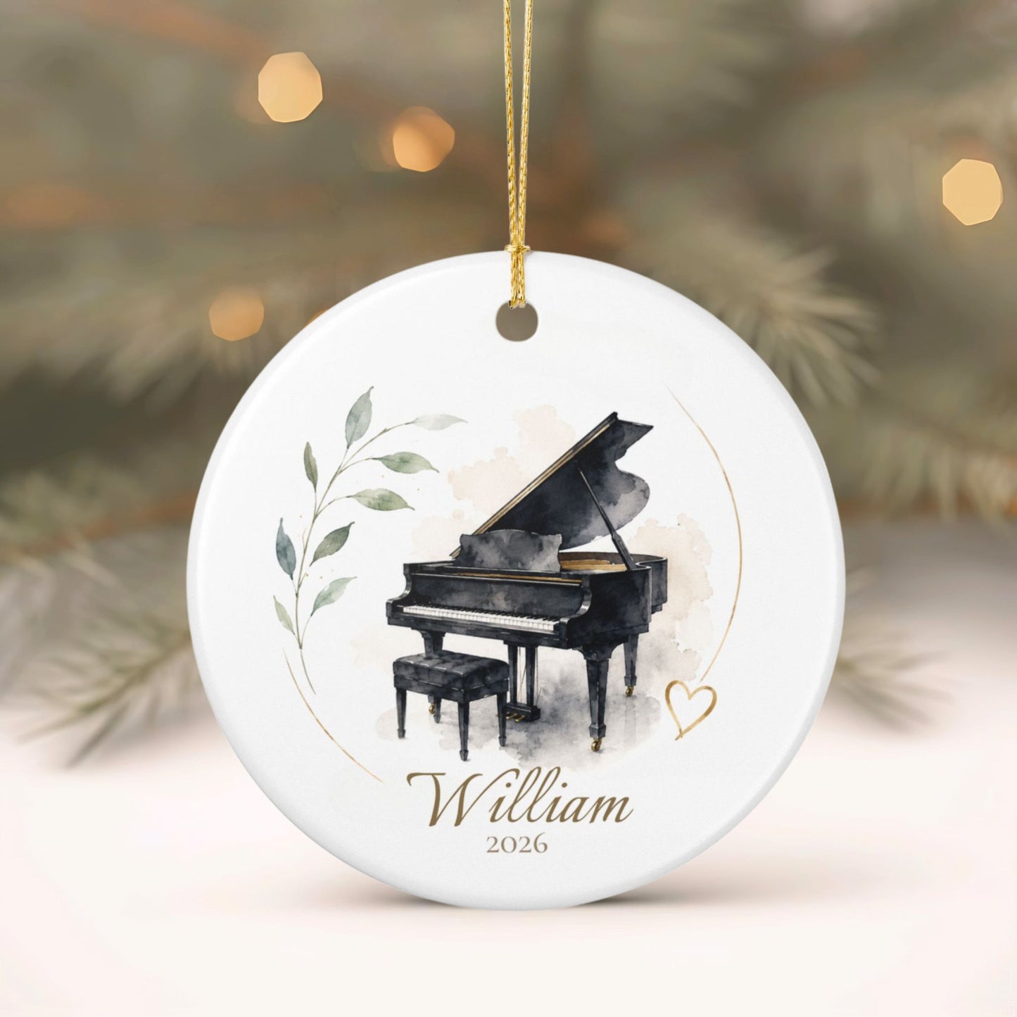Personalized Ceramic Piano Ornament
