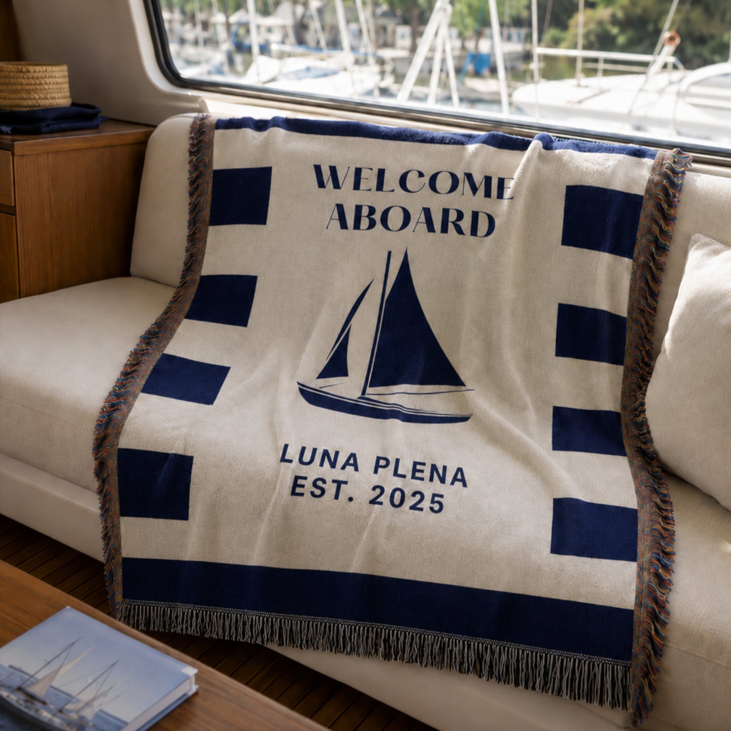 Personalized Woven Sailboat Blanket