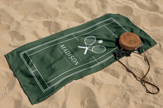 Personalized Tennis Court Beach Towel