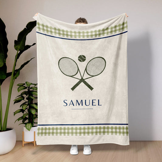Personalized Gingham Tennis Blanket