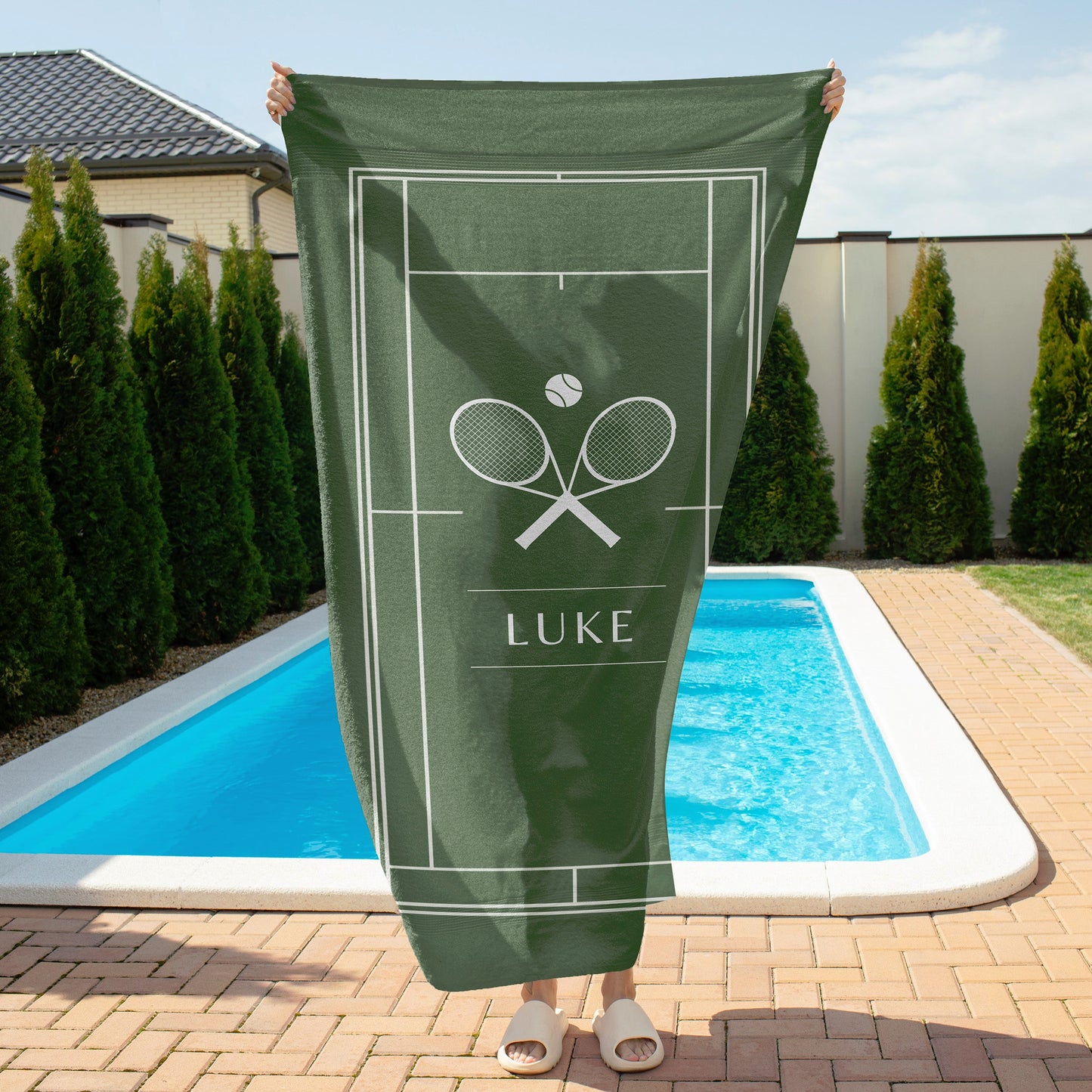 Personalized Tennis Court Beach Towel