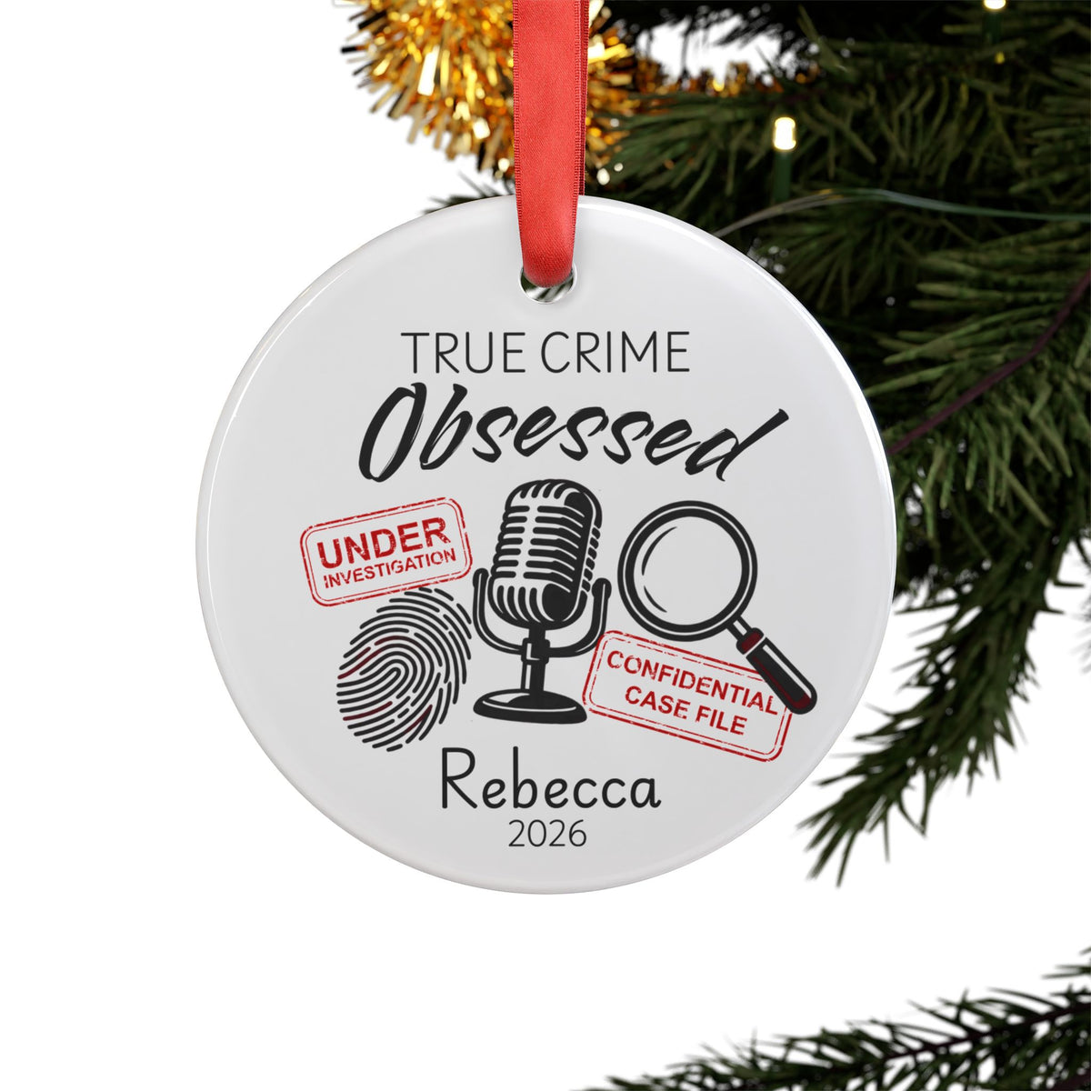 Personalized True Crime Ornament