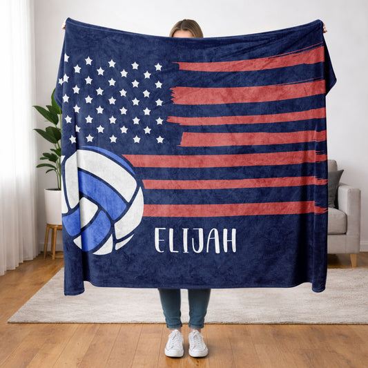 Personalized American Flag Volleyball Blanket