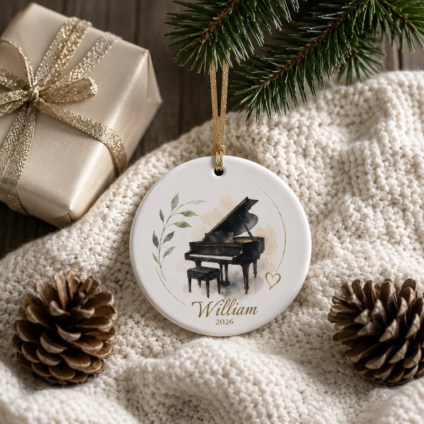 Personalized Ceramic Piano Ornament