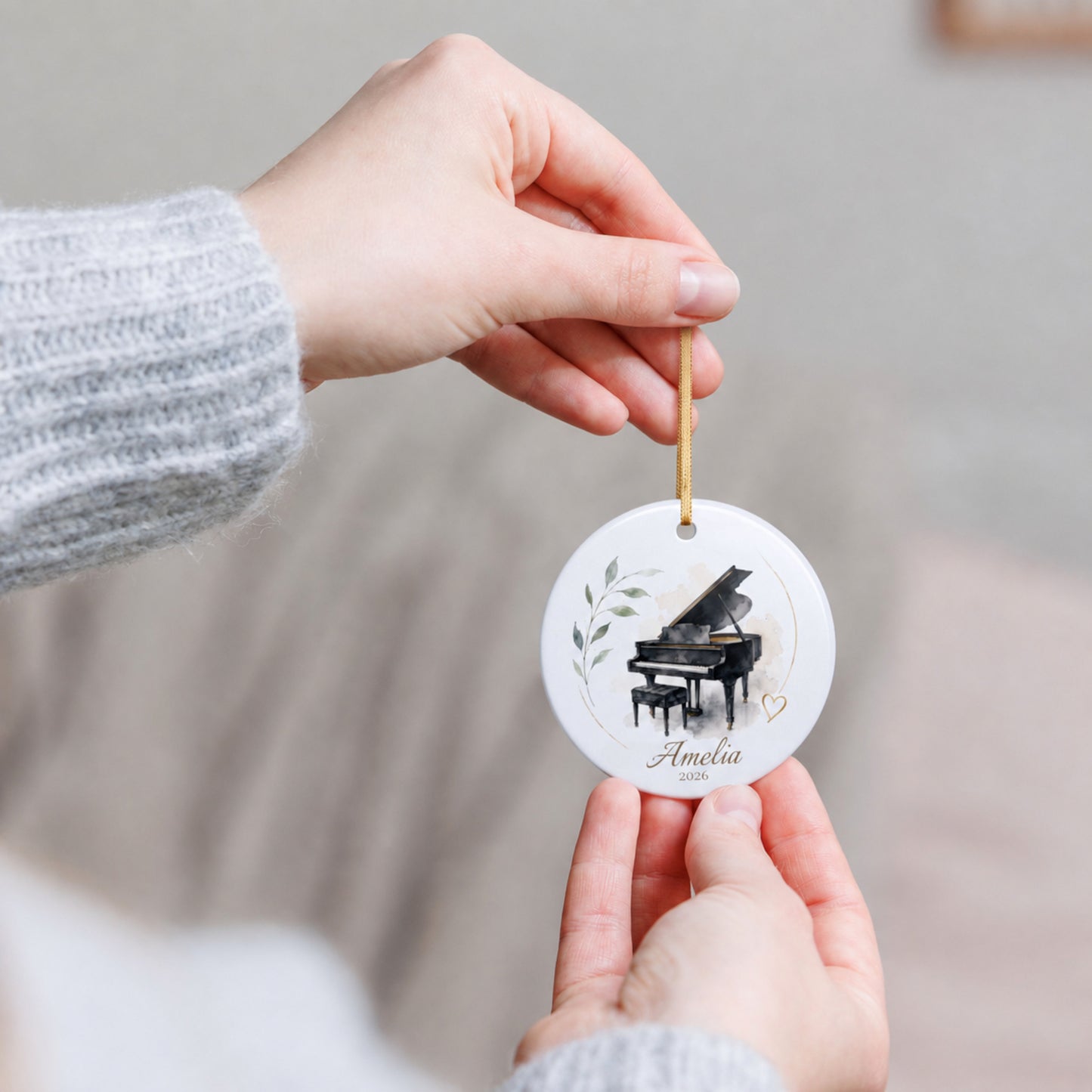 Personalized Ceramic Piano Ornament