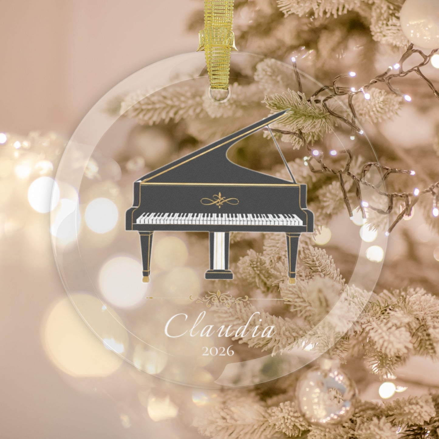 Personalized Glass Piano Ornament