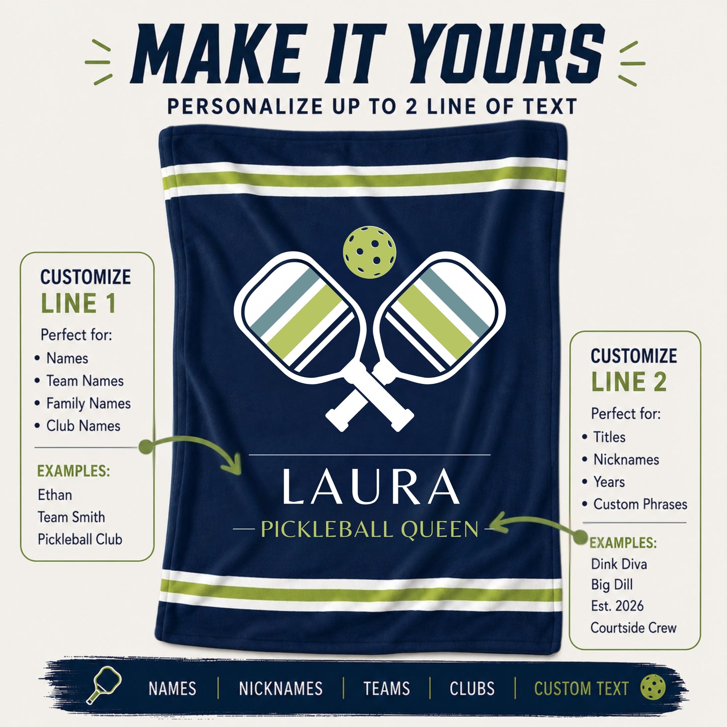 Personalized Pickleball Blanket