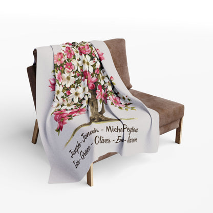 Floral Family Tree Blanket Personalized Family Keepsake