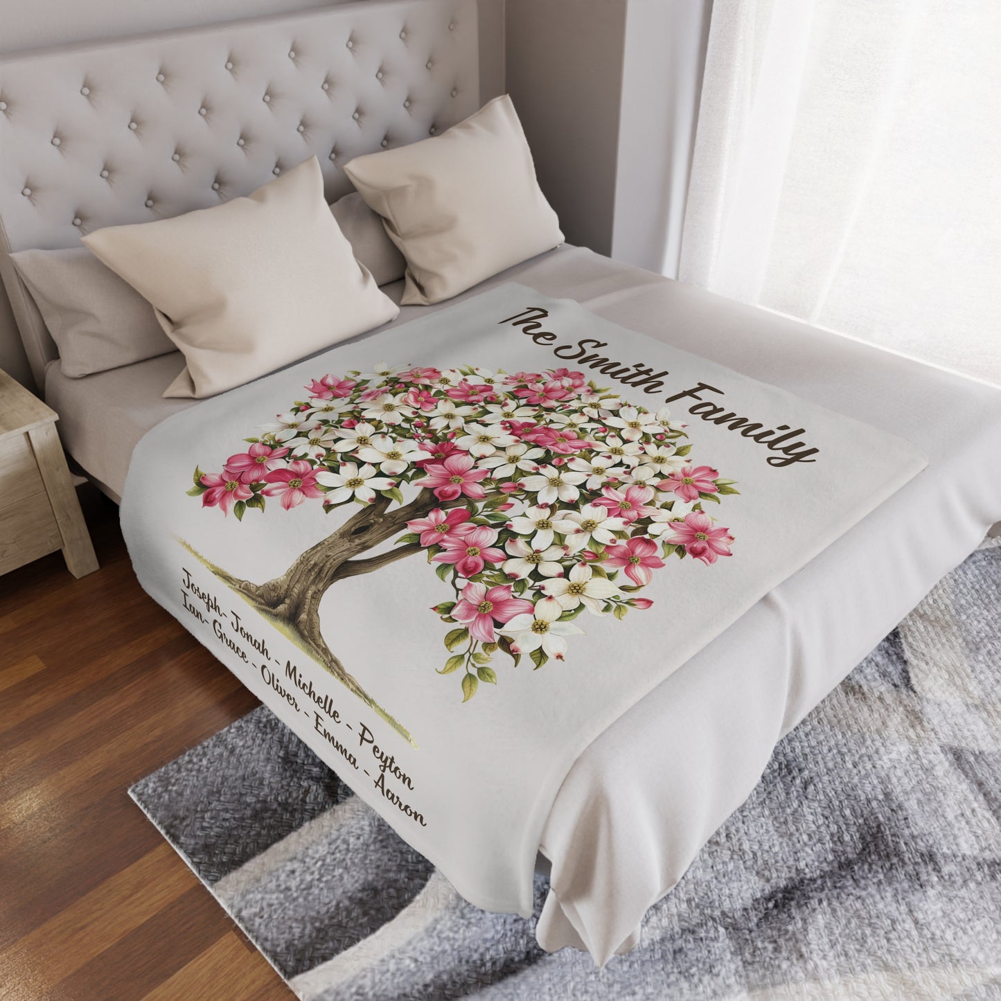 Floral Family Tree Blanket Personalized Family Keepsake