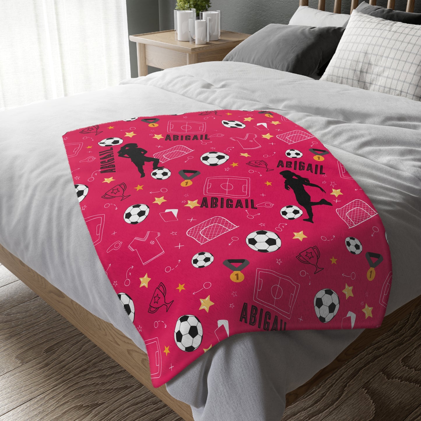 Custom Soccer Blanket Soccer Player Gift