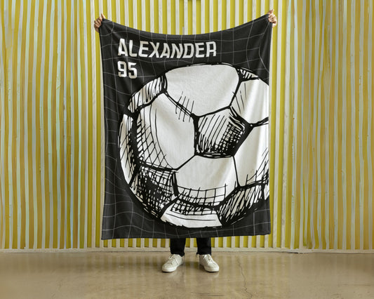 Custom Soccer Blanket Personalized Soccer Ball Blanket