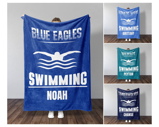 Personalized Swim Team Blanket Gifts For Swimmers