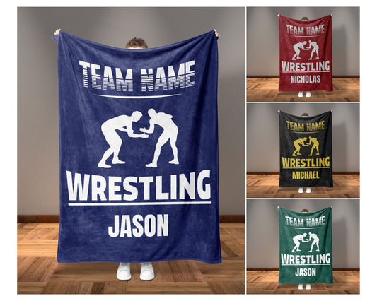 Personalized Wrestling Blanket Gift For Wrestler Custom Wrestling Team Gift