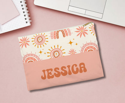 Cute Personalized Boho Rainbow Pencil Case Back to School Gift