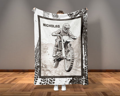 Personalized Dirtbike Blanket Custom Dirt Bike Gift