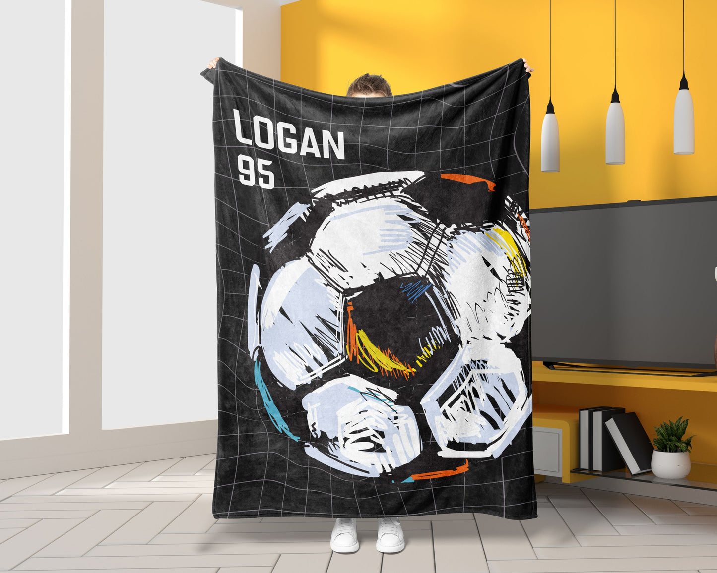 Custom Soccer Blanket Soccer Ball Blanket With Name