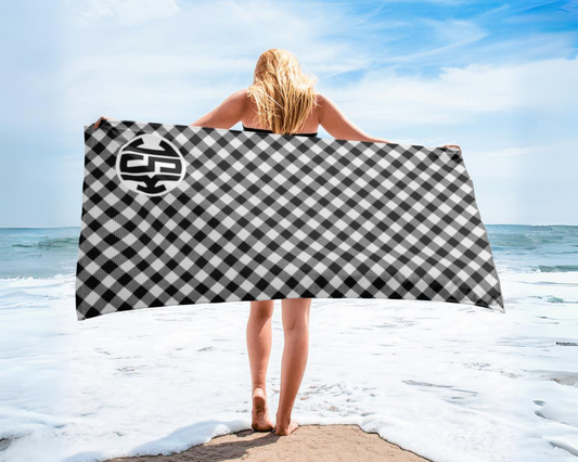 Personalized Beach Towel Gingham Pattern Monogram Beach Towel