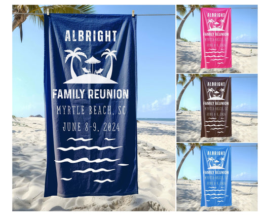 Personalized Beach Towel Family Vacation Gift Family Reunion Keepsake