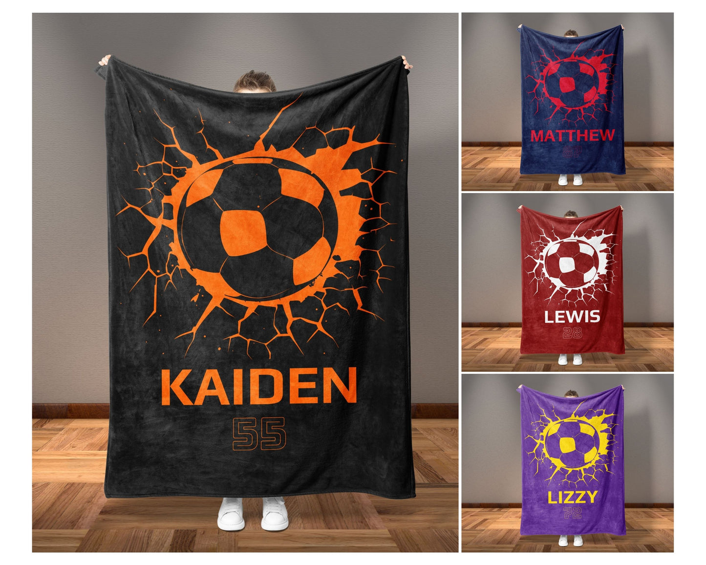 Custom Soccer Blanket Soccer Ball Blanket With Name